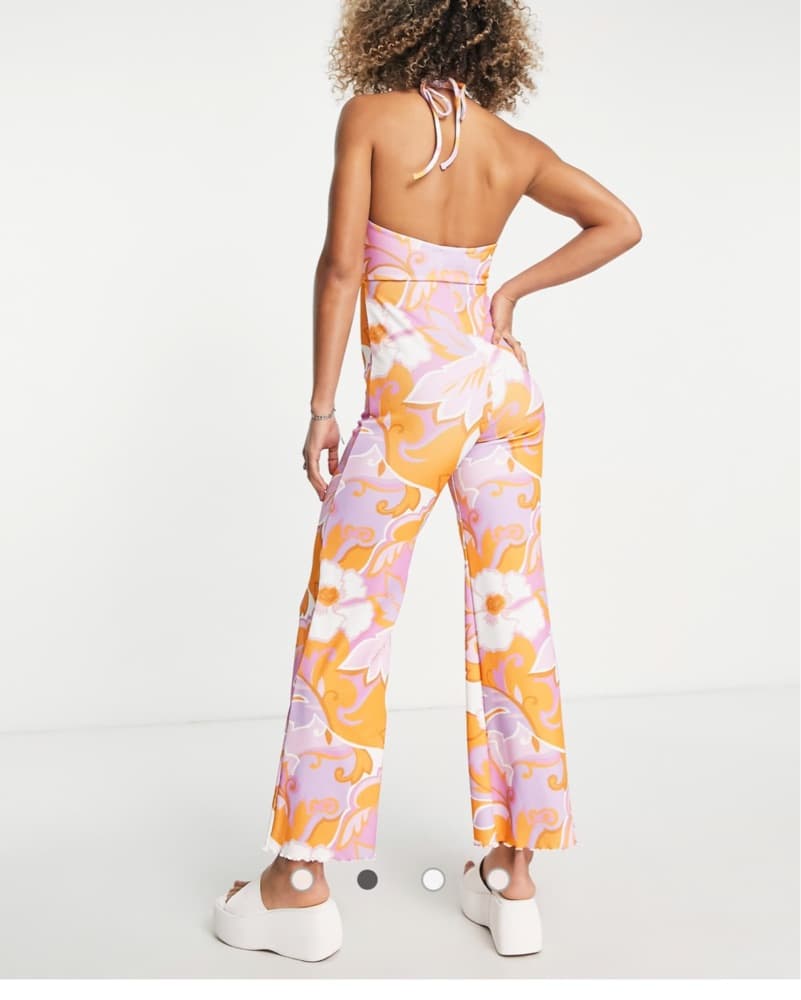 ASOS pink orange funky halter jumpsuit  - Image 3