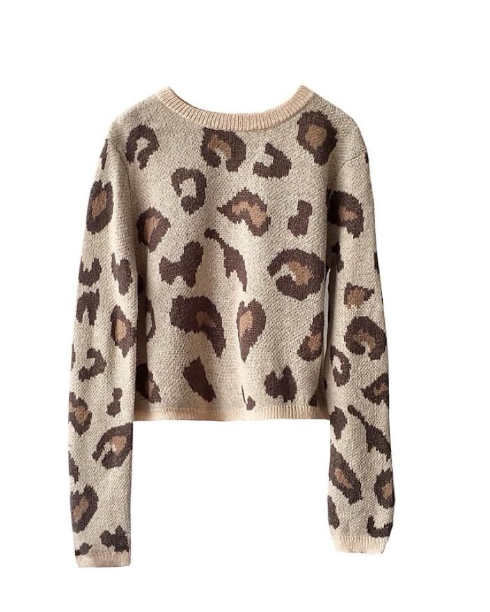 🐅 Leopard Print Cropped Sweater - Image 2