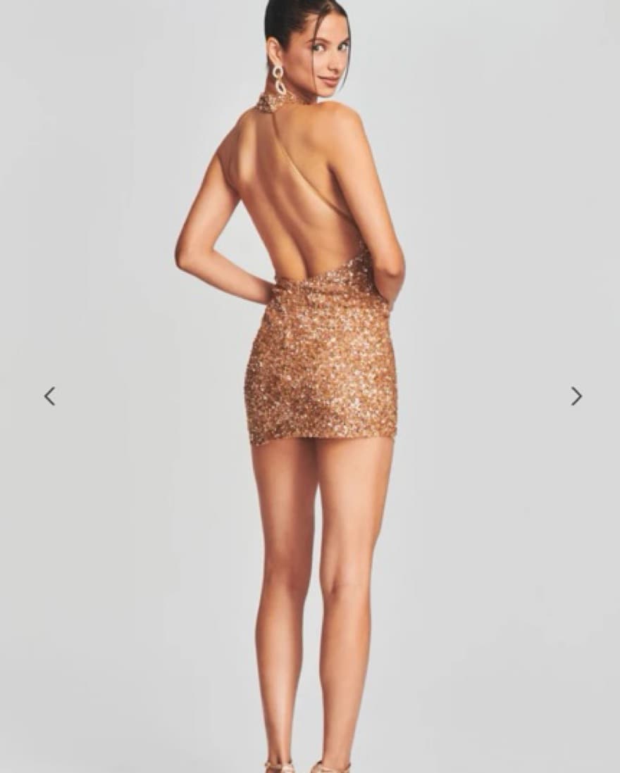 Retrofete Olivia Sequin Mini Dress Gold - Image 3