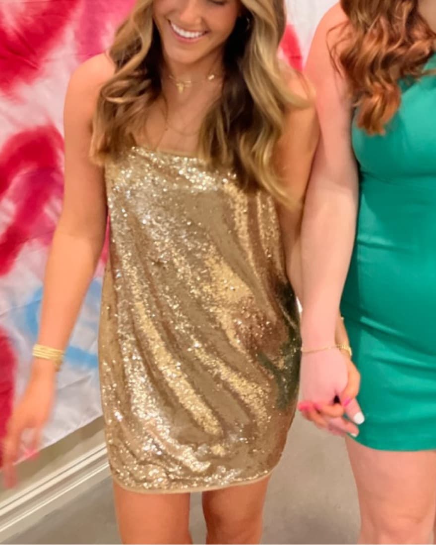 Gold Free People Intimately Sequin Dress - Image 2