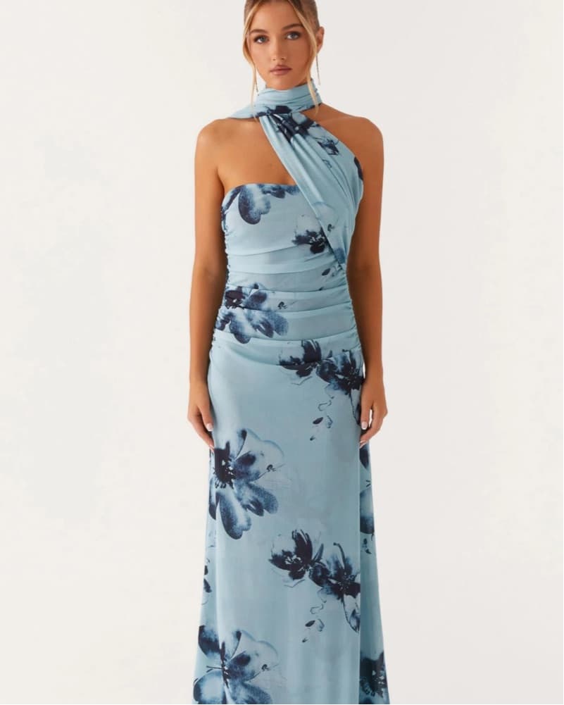 Songbird Maxi Dress - Blue Black Floral - Image 3