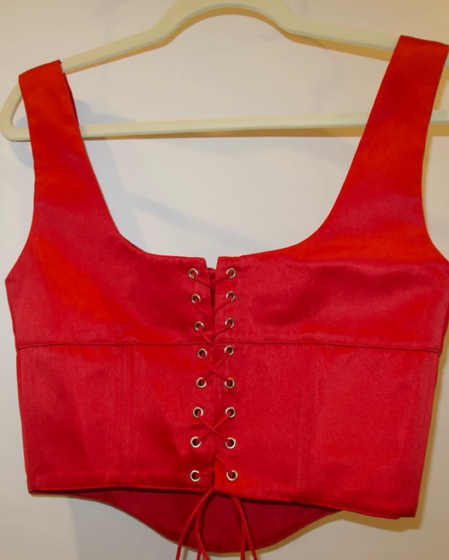 Guizio Satin Lace Up Bustier Top - Image 6