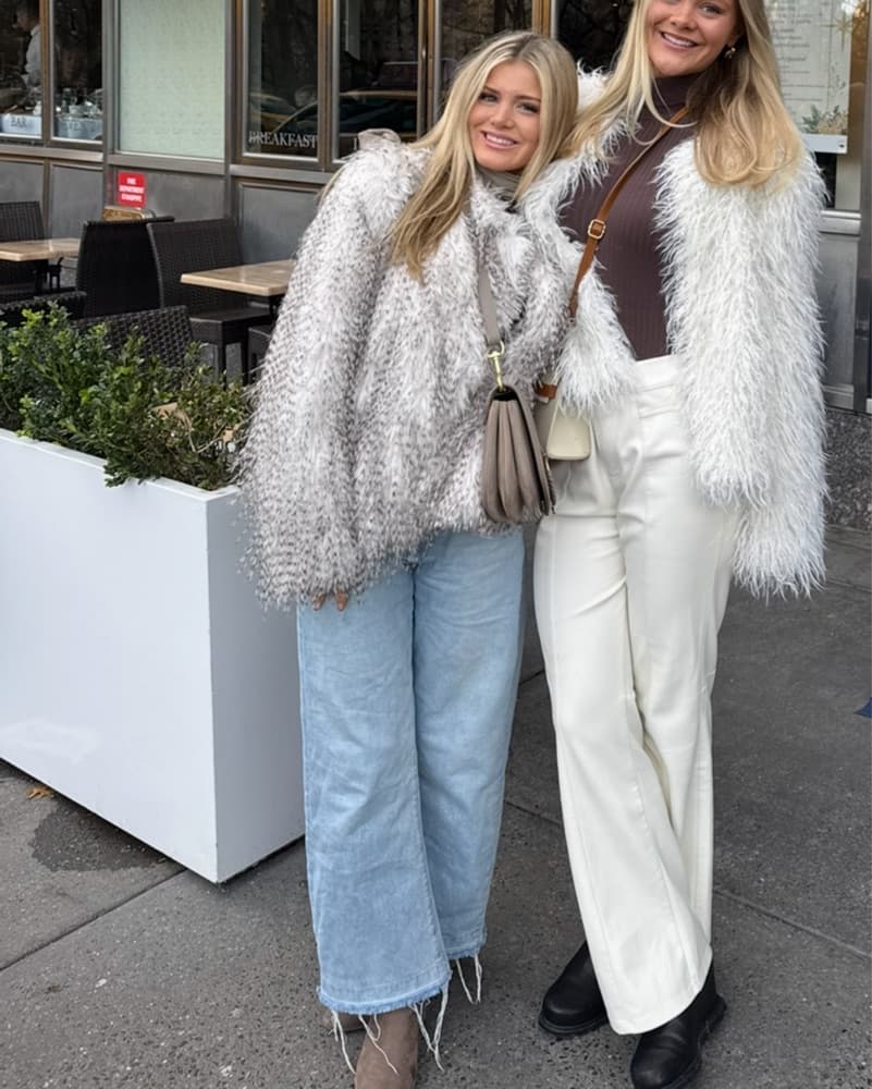 Faux Fur Black & White Coat - Image 1