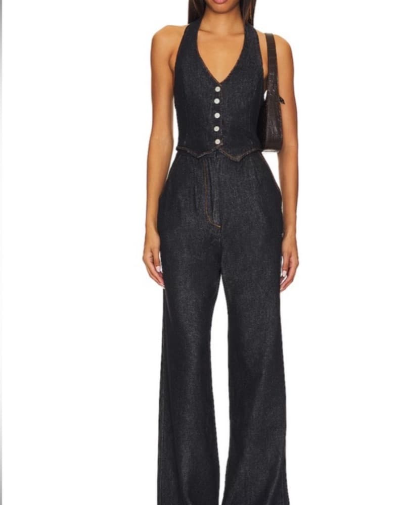 Amanda Uprichard Isadore Denim Jumpsuit - Image 1