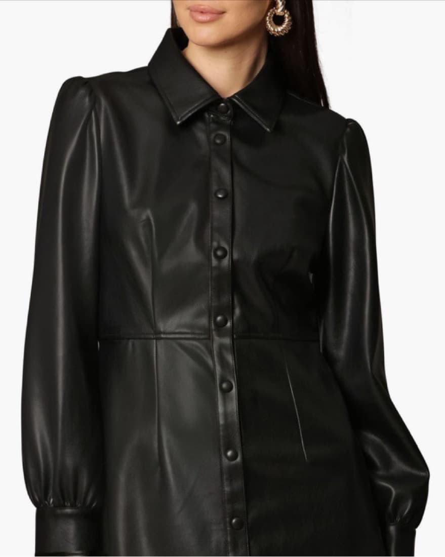 Avec Les Filles Black Faux Leather Dress - Image 4