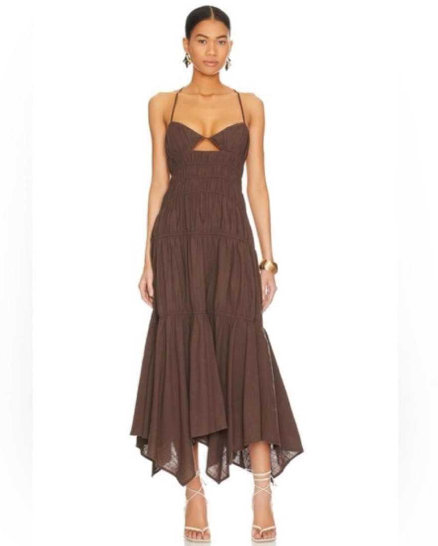 SNDYS BROWN MIDI DRESS - Image 1