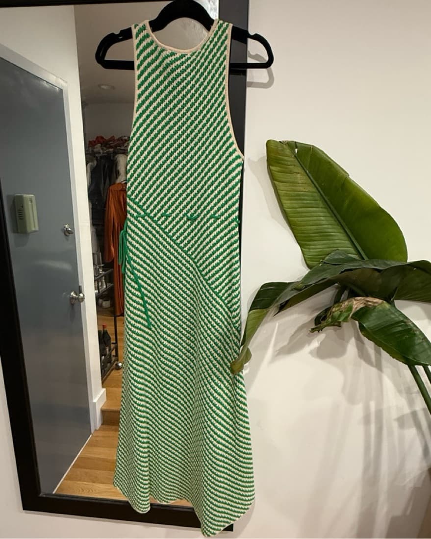 Knitted Green and White Maxi Dress - Image 2