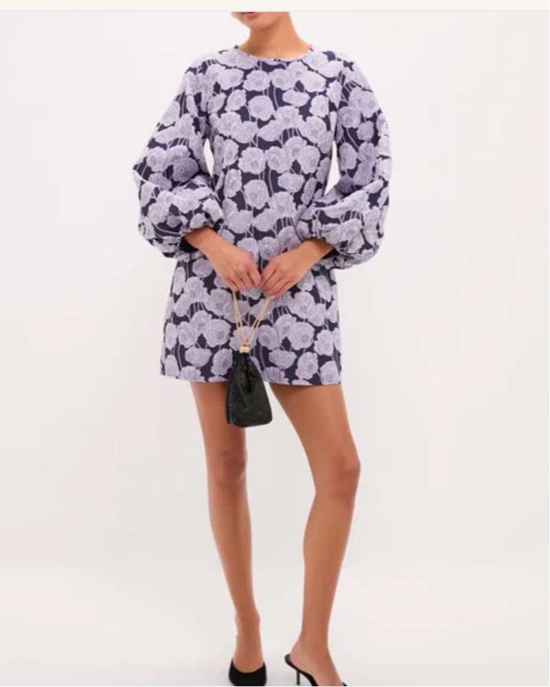 Lilac & Navy Floral Jacquard Janie Mini  - Image 2