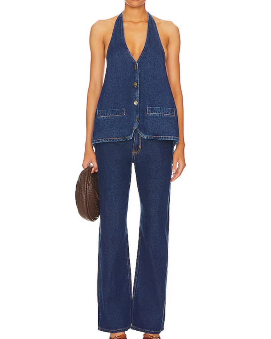 LIONESS Denim Halter Top & Jeans  - Image 1