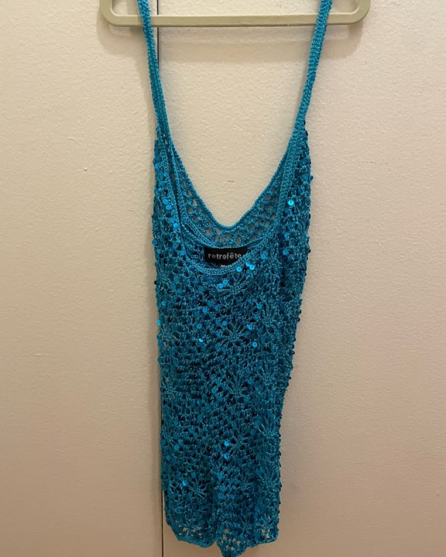 Retrofete Sequin Crochet Blue top - Image 4