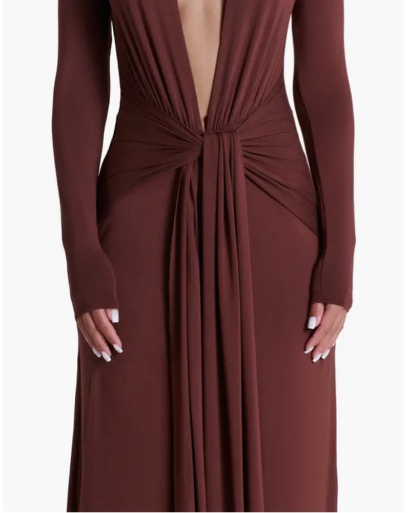 Naked Wardrobe Plunge Long Sleeve Dress - Image 3