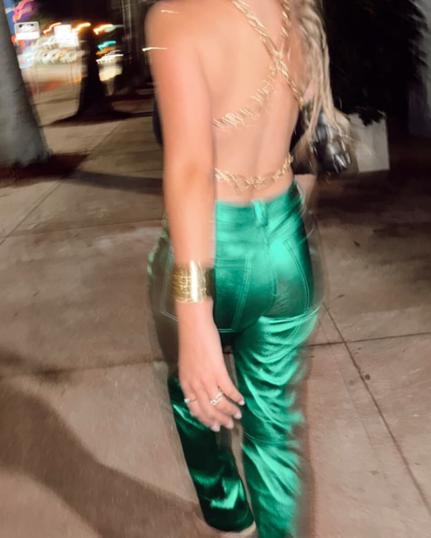 TOPSHOP green metallic pants  - Image 2
