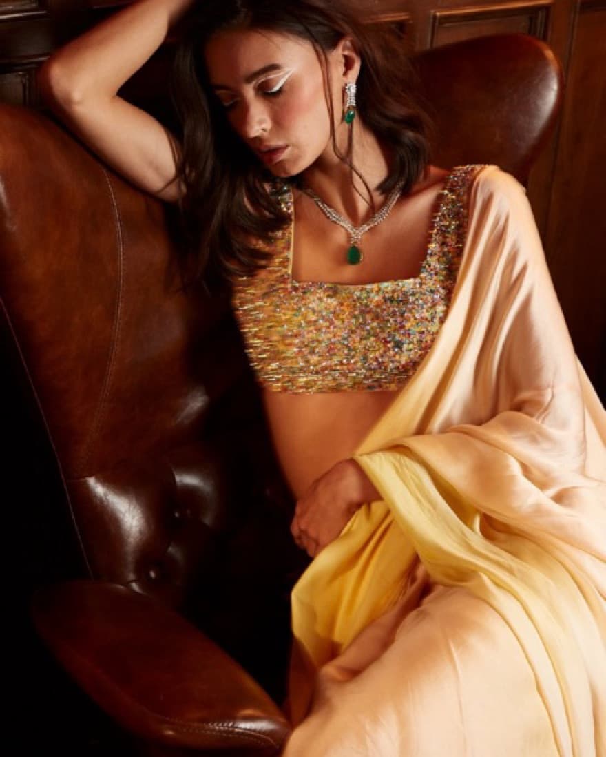 Designer Satin Saree - Image 6