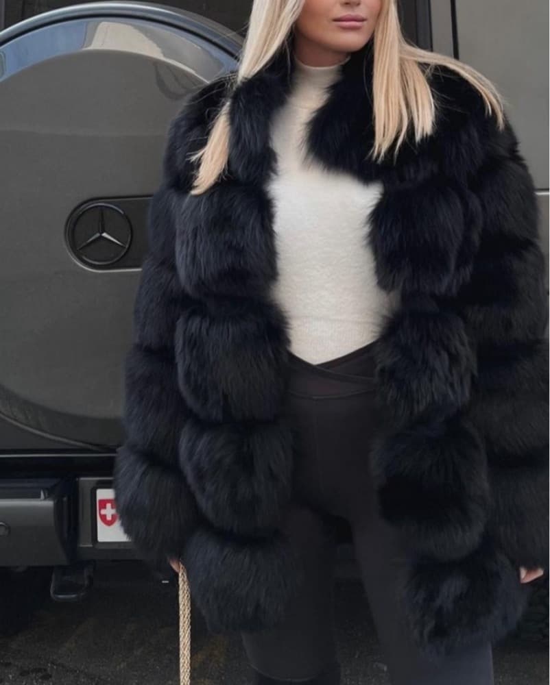 Black Fox Fur Coat - Image 2