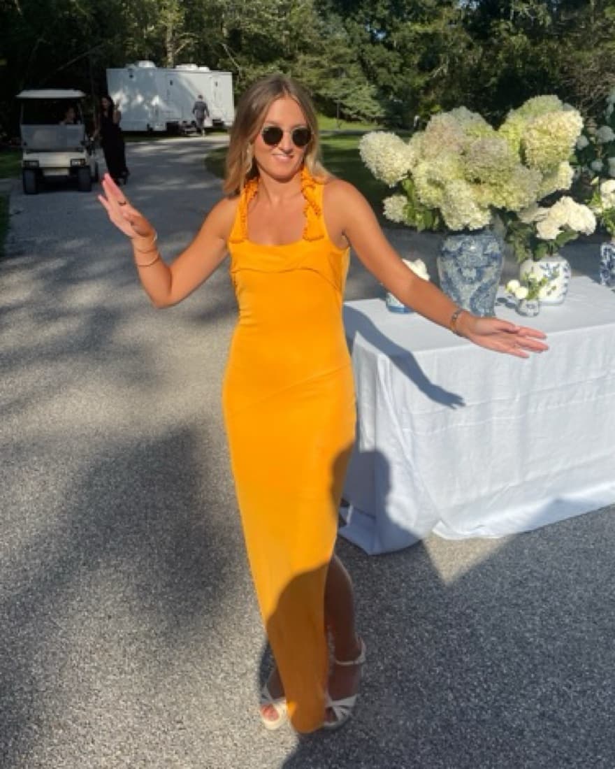 Vibrant Marigold Halter Gown - Image 3