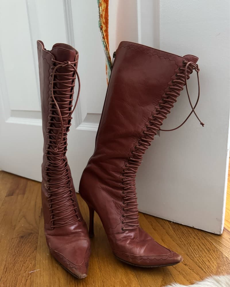 Vintage Jimmy Choo Leather lace Up Boots - Image 2