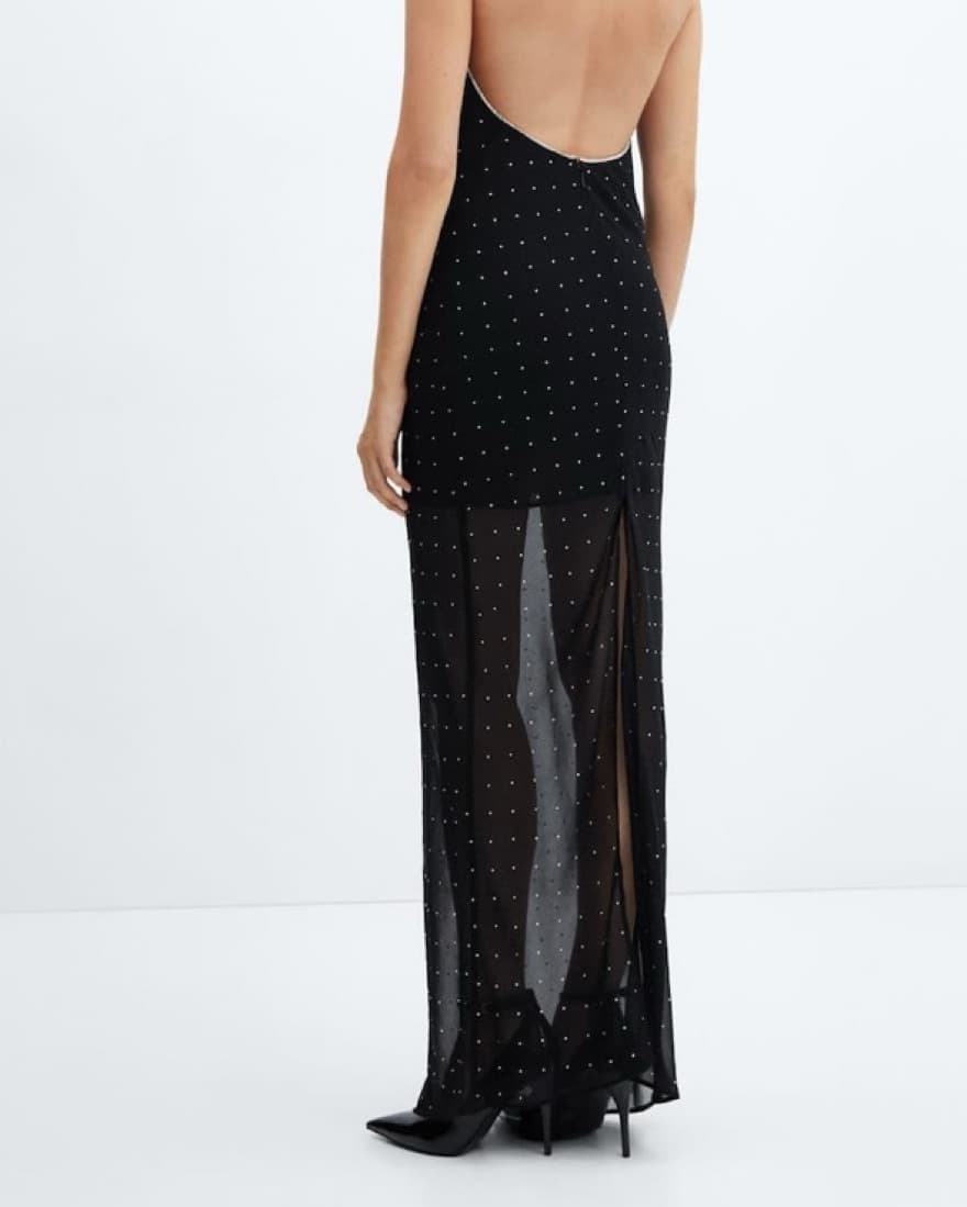 Mango Draped-neck rhinestone dress - Image 5