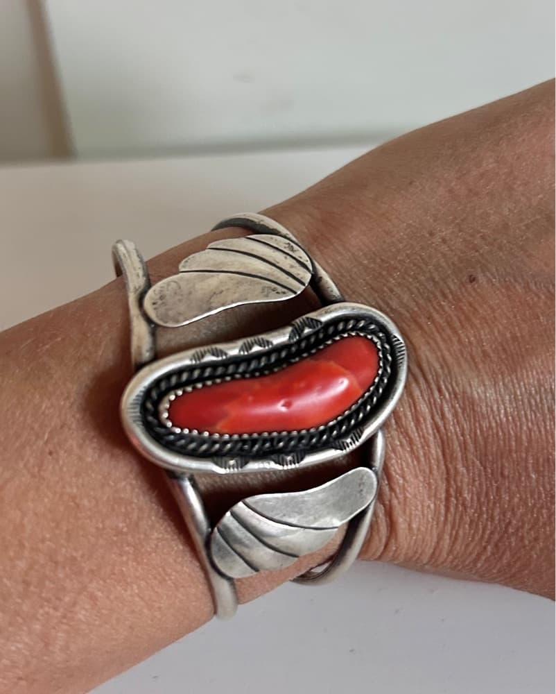 Native American Coral Cuff - Image 2