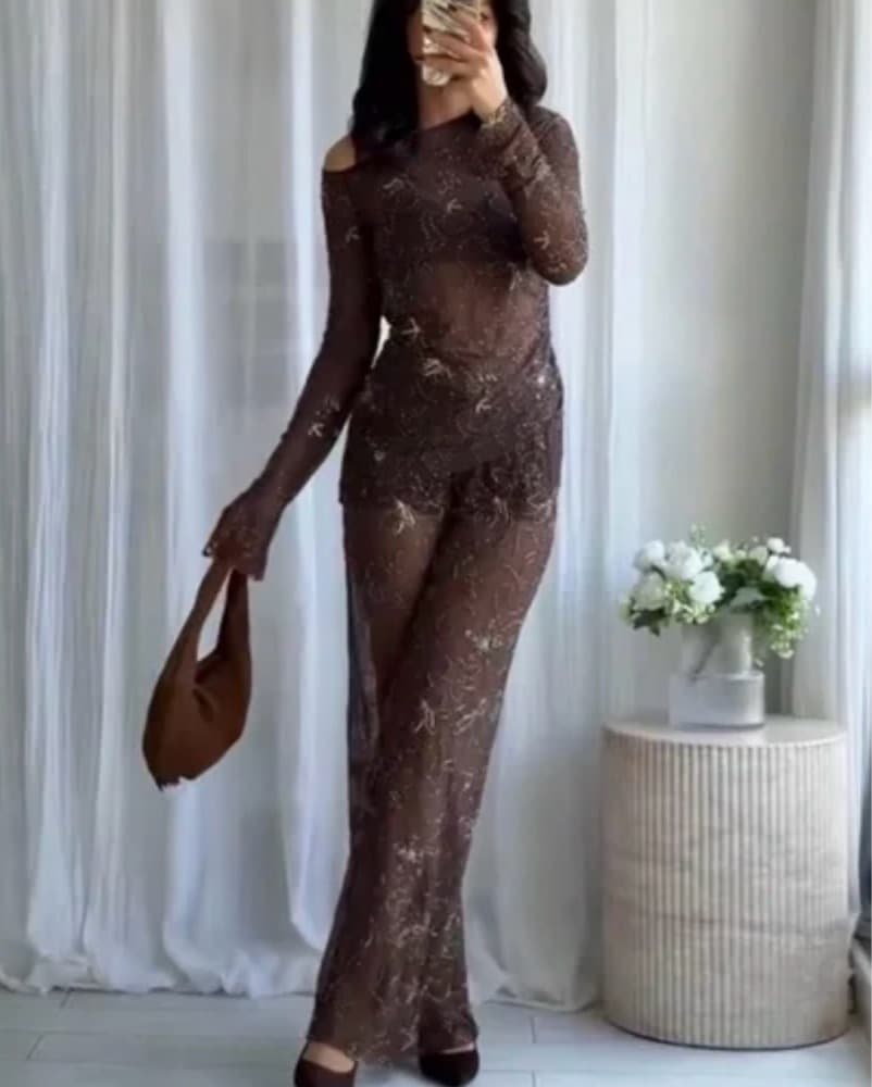 Beaded Top And Pants / Set - Image 2