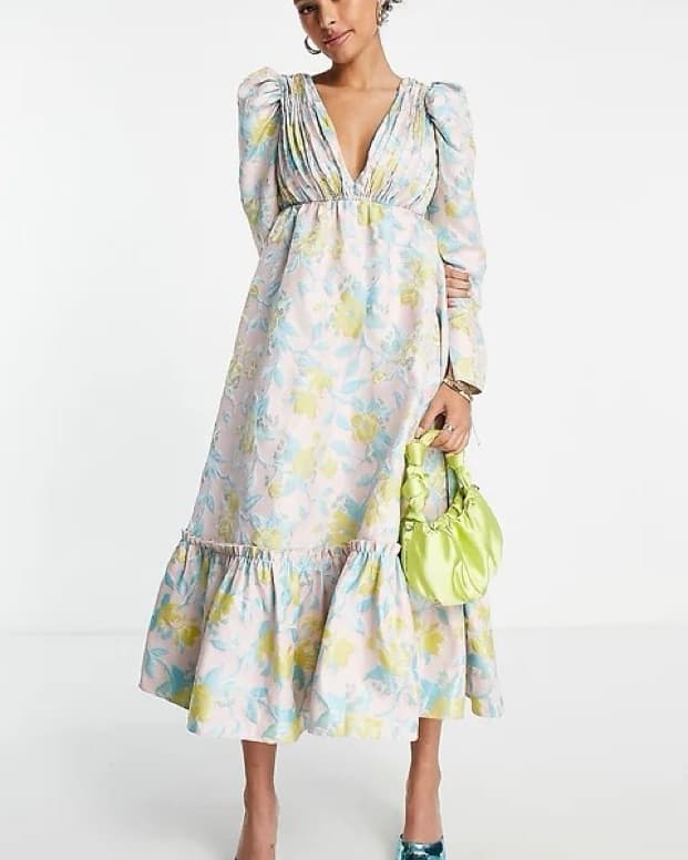 ASOS Edition Floral Jacquard Midi Dress - Image 4