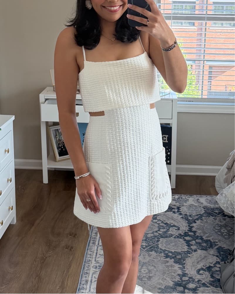 Alexis White Textured Mini Dress - Image 1