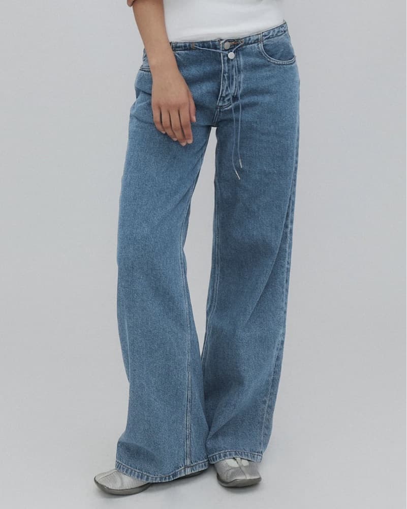 Still Here Cool Jean (25) Blue Low Rise Drawstring Straight Leg Jeans - Image 1