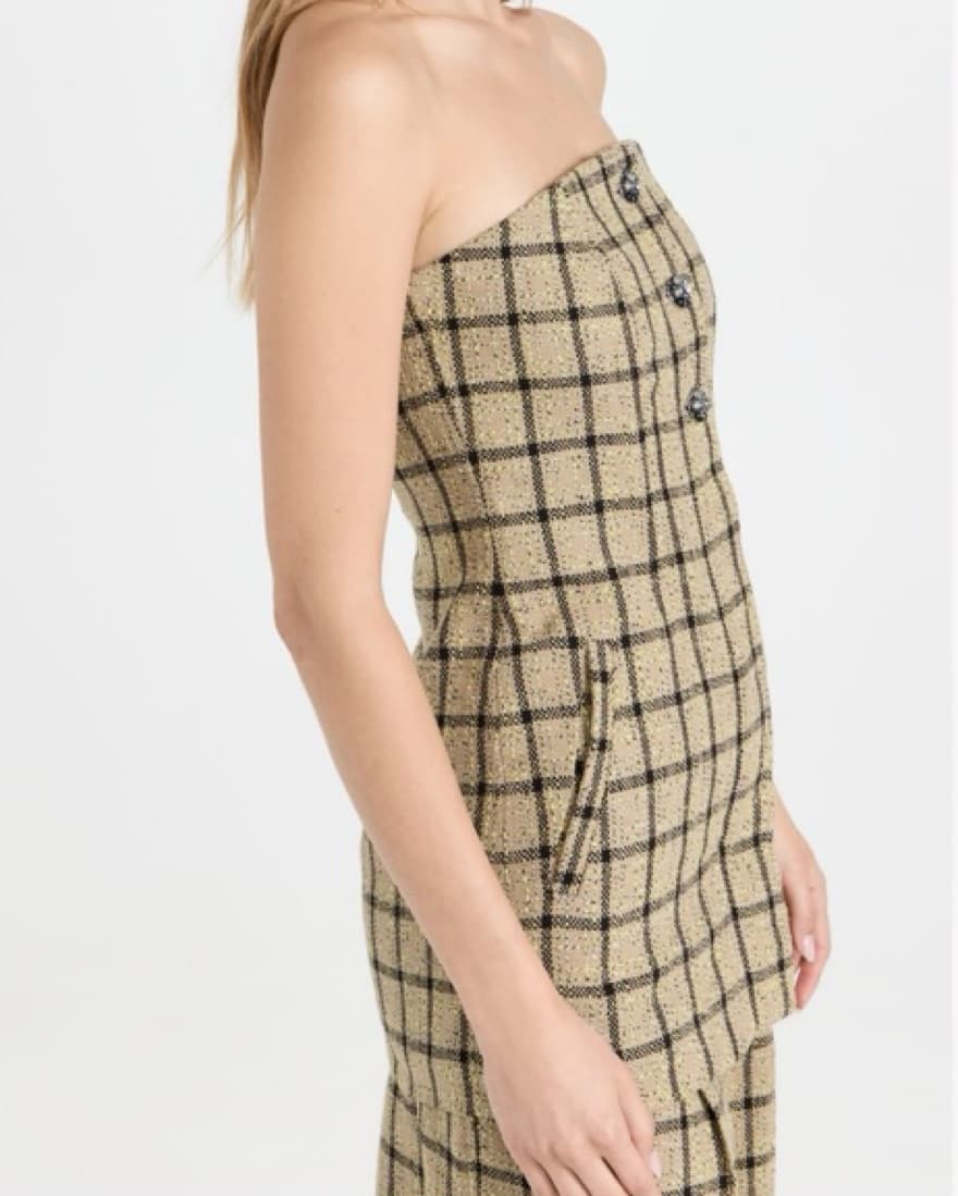 Ganni Check Suiting Strapless Top - Image 2