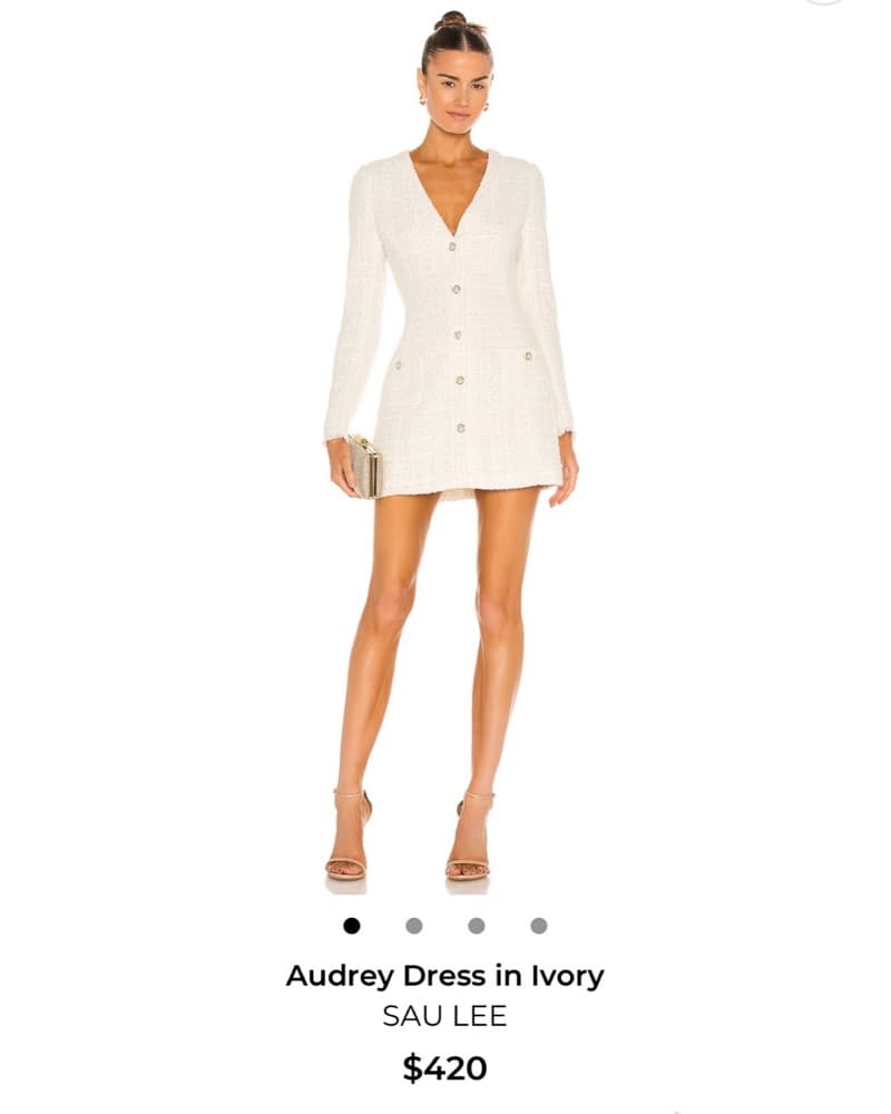 Sau Lee White Tweed Dress - Image 3