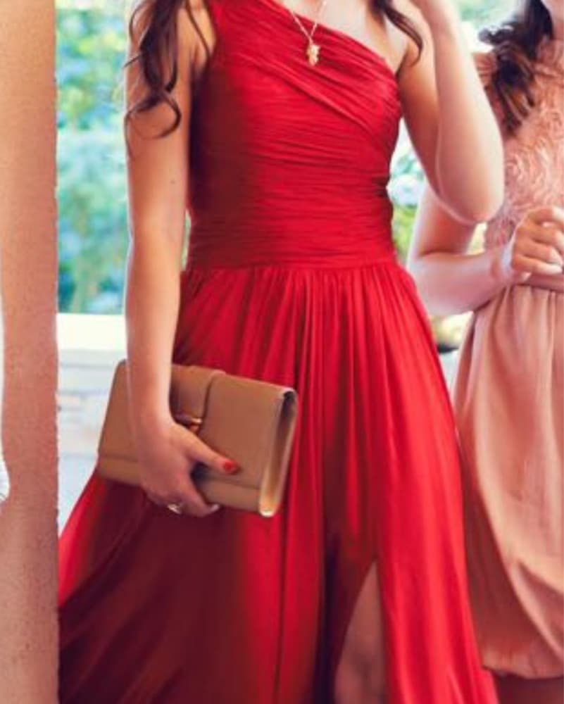 Halston Ravishing Red One-Shoulder Gown - Image 4
