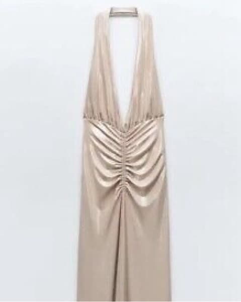 Metallic Ruched Halter Gown - Image 3