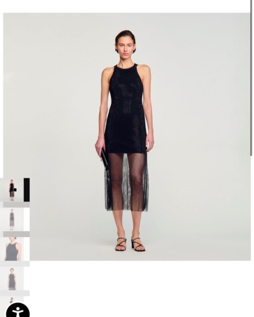 Sandro Long Shiny Mesh Dress - Image 1