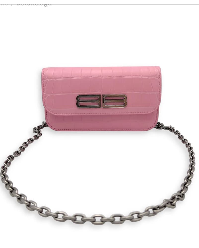 Chic Pink Croc-Embossed Crossbody Bag - Image 3