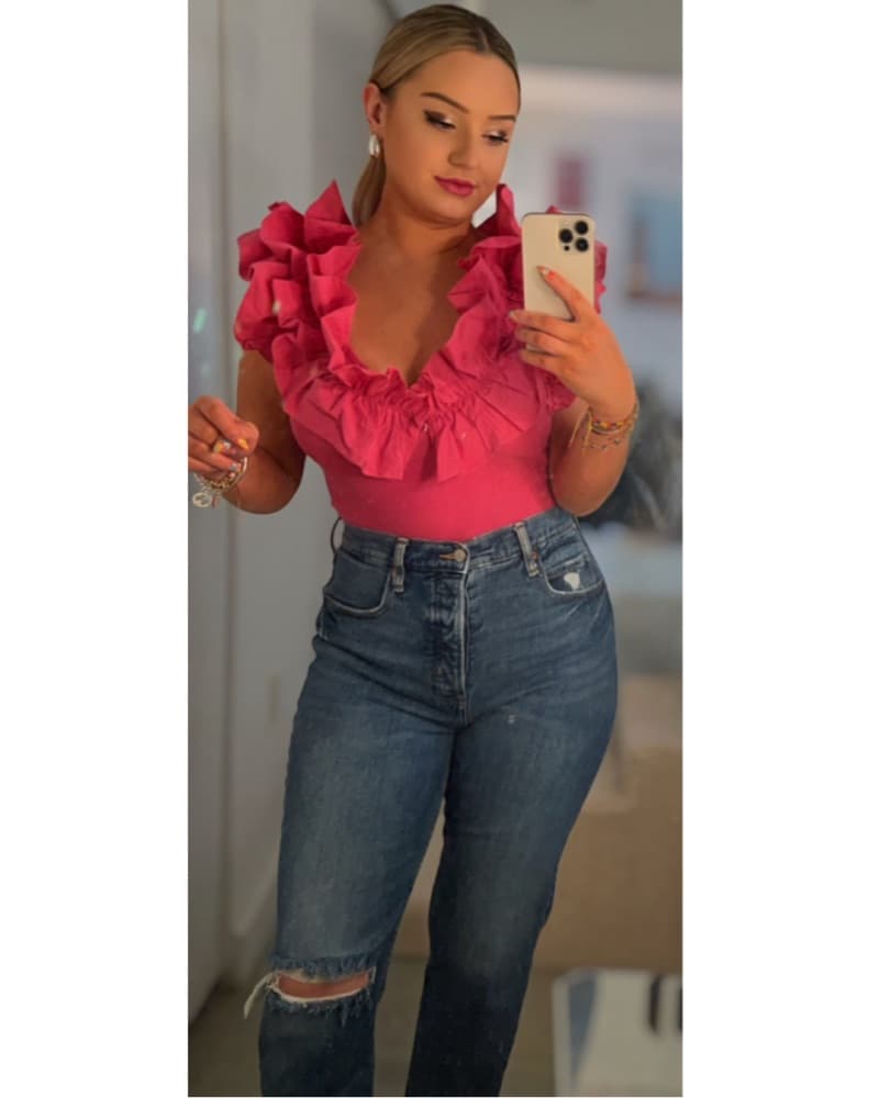 Zara Pink Ruffle Bodysuit - Image 1
