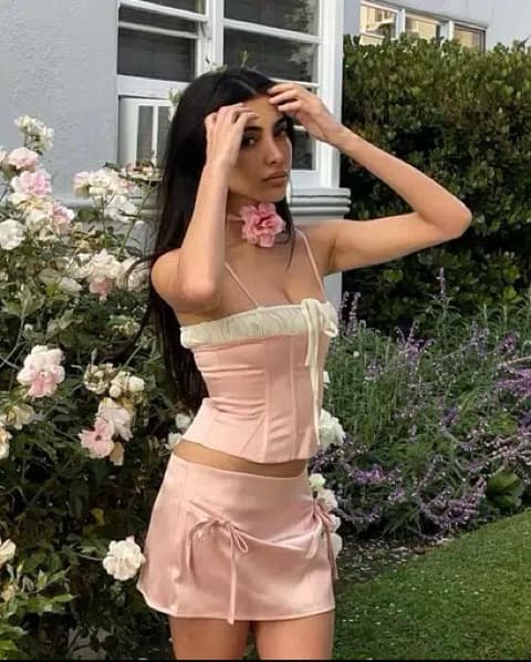 Pink Satin Mini Skirt  - Image 4