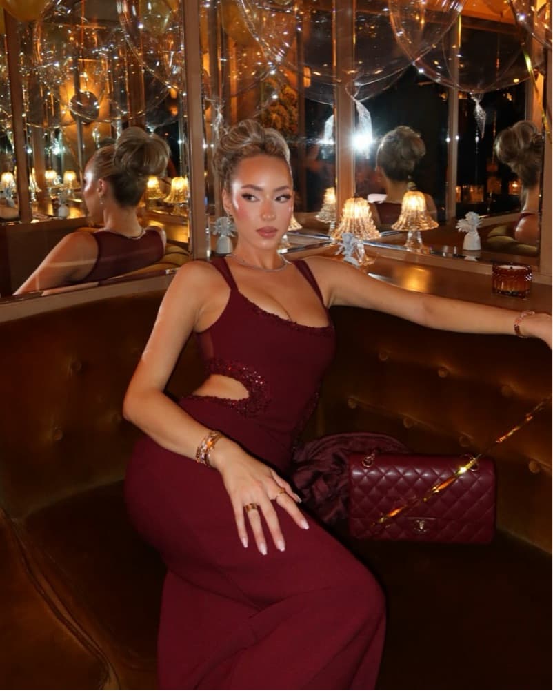 MESHKI Angelique Dress Wine - Image 3