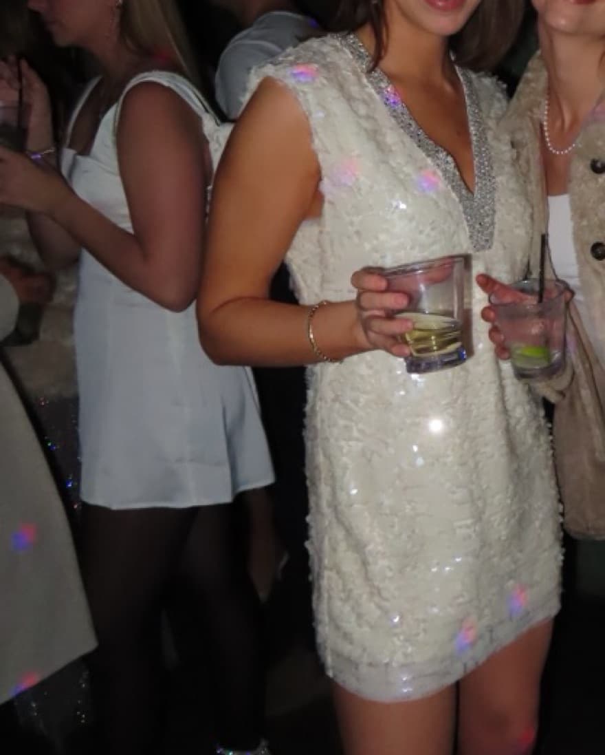Anthropologie White Sequin Mini Dress - Image 4