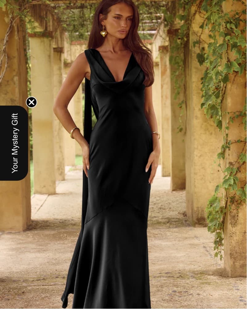 Black Satin Runaway The Label Gown - Image 1