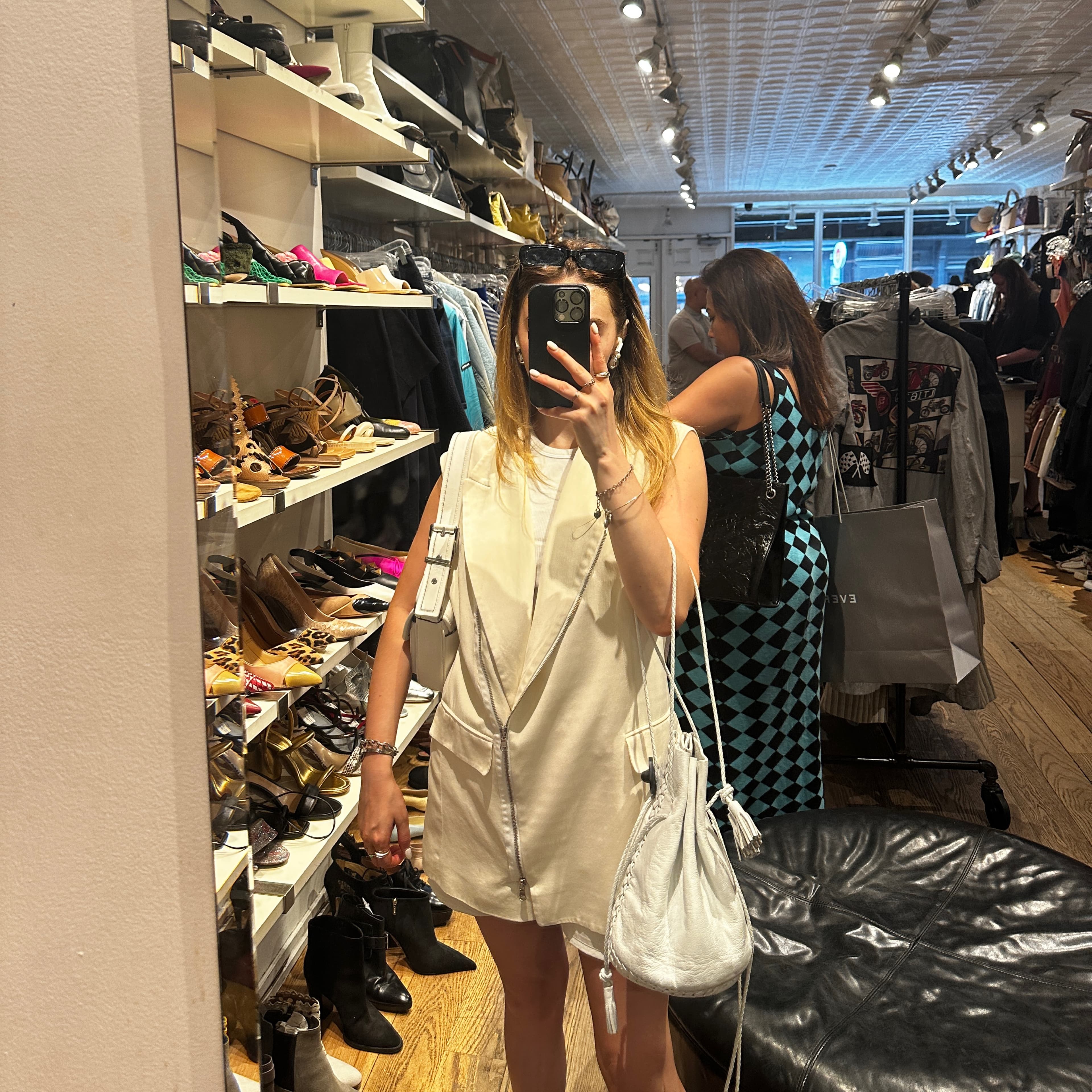 Oversized White Moto Blazer Vest  - Image 2