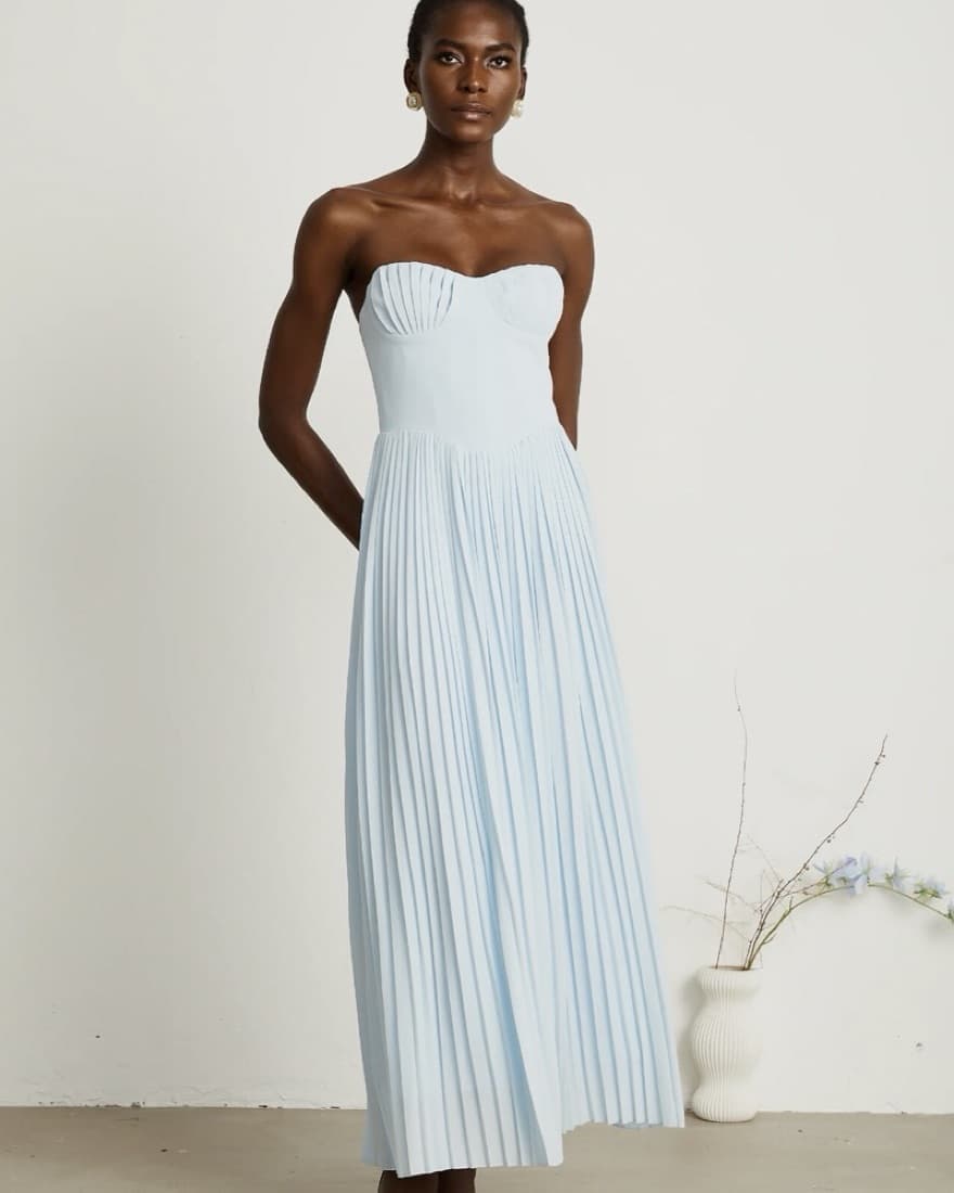 Carlotta blue pleated corset maxi dress - Image 1