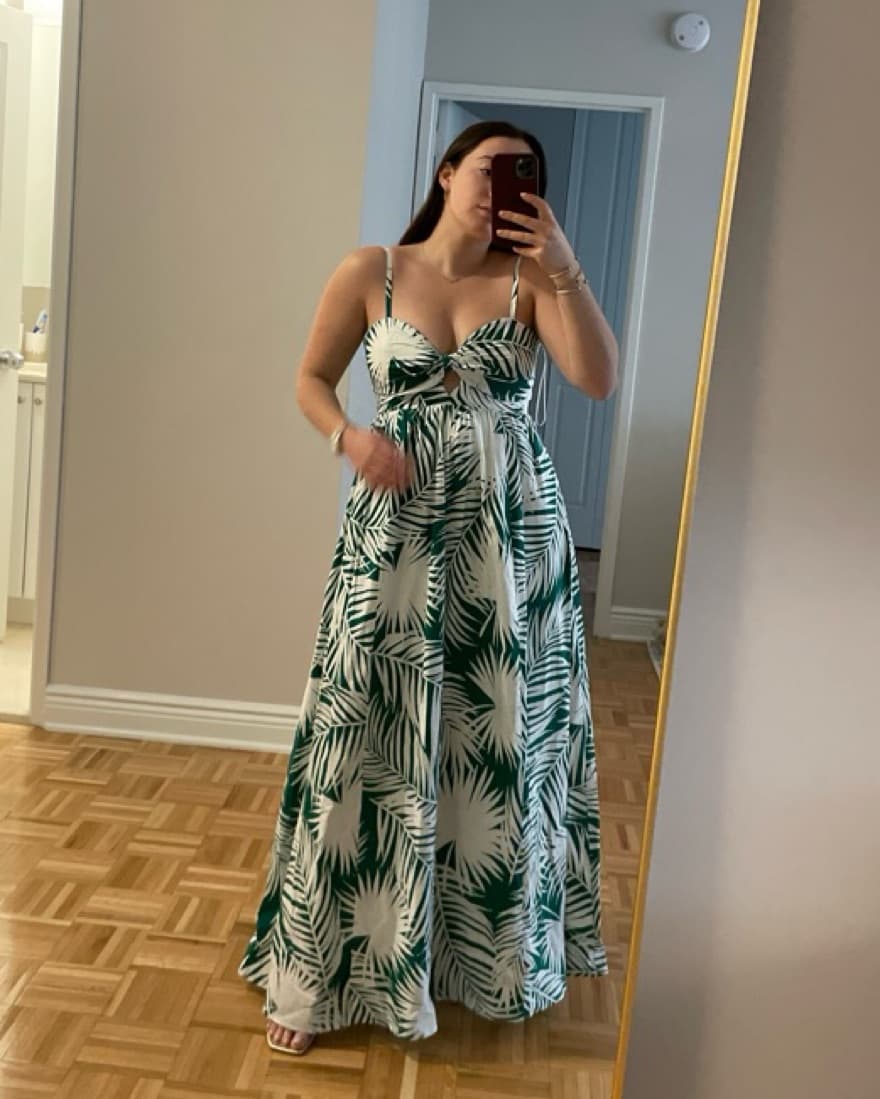 Noah palm Dress, Green Maxi Dress - Image 2