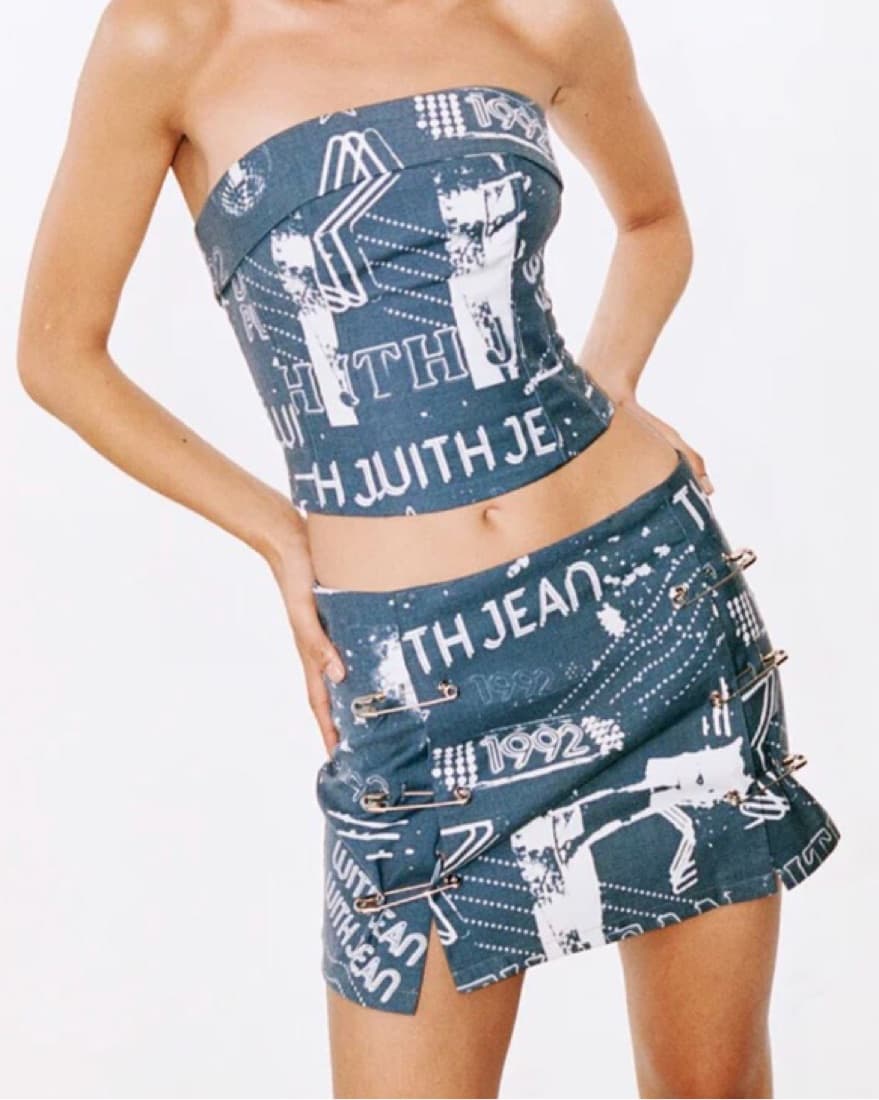With Jean Safety Pin Aura Mini Skirt - Image 1