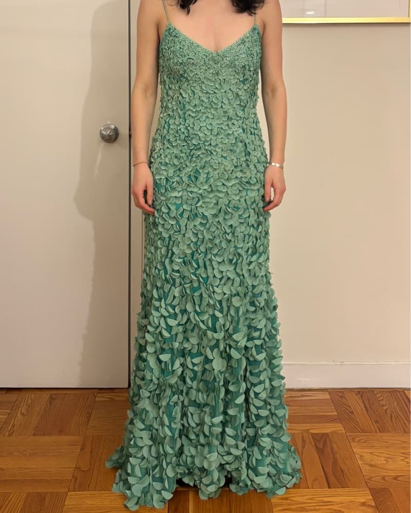 Green Floral Handmade Designer Maxidress - Image 1