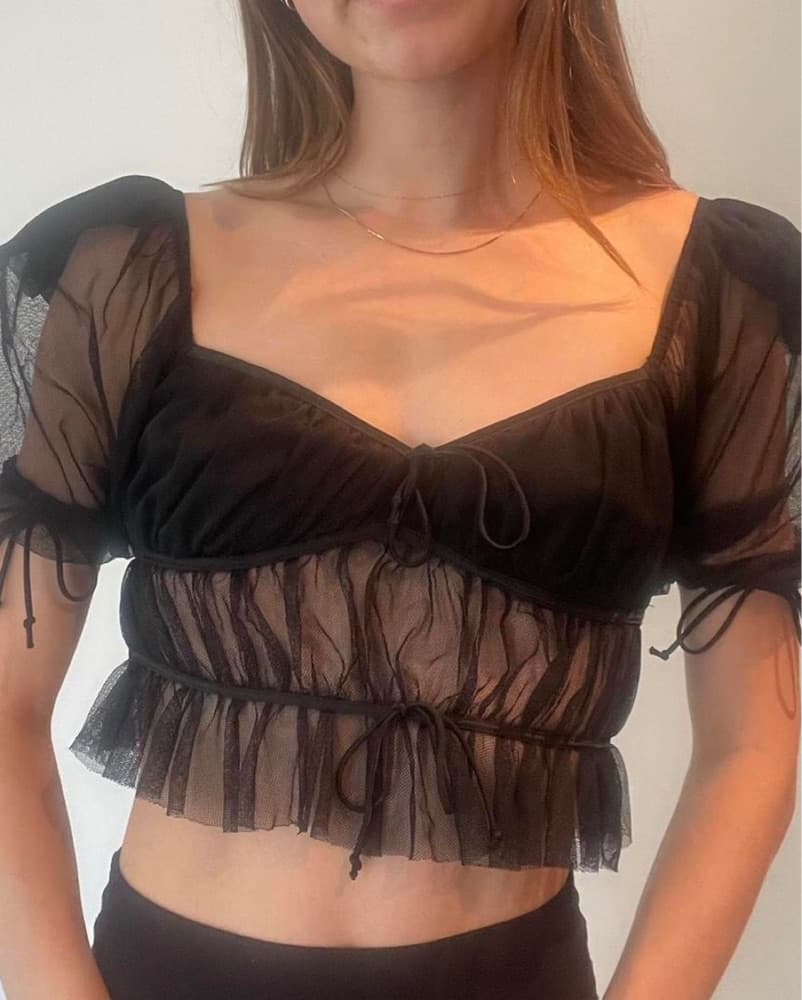 For Love & Lemons Black Sheer Top - Image 5