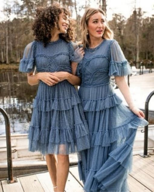 Ivy City Long Slate Blue Dress - Image 3