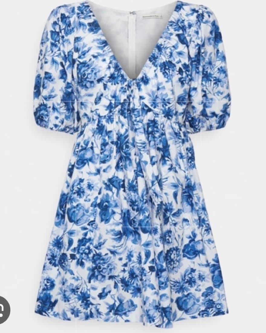 Abercrombie Blue Floral Dress XS  - Image 1