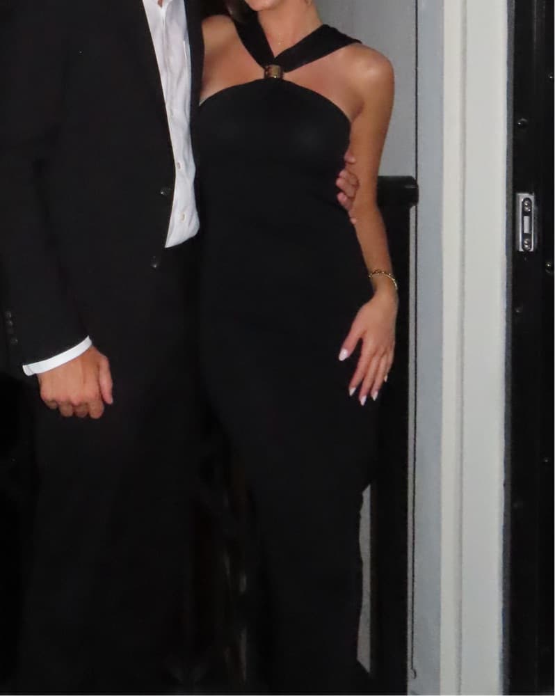 Zara Black Midi Dress Gold Detail - Image 2