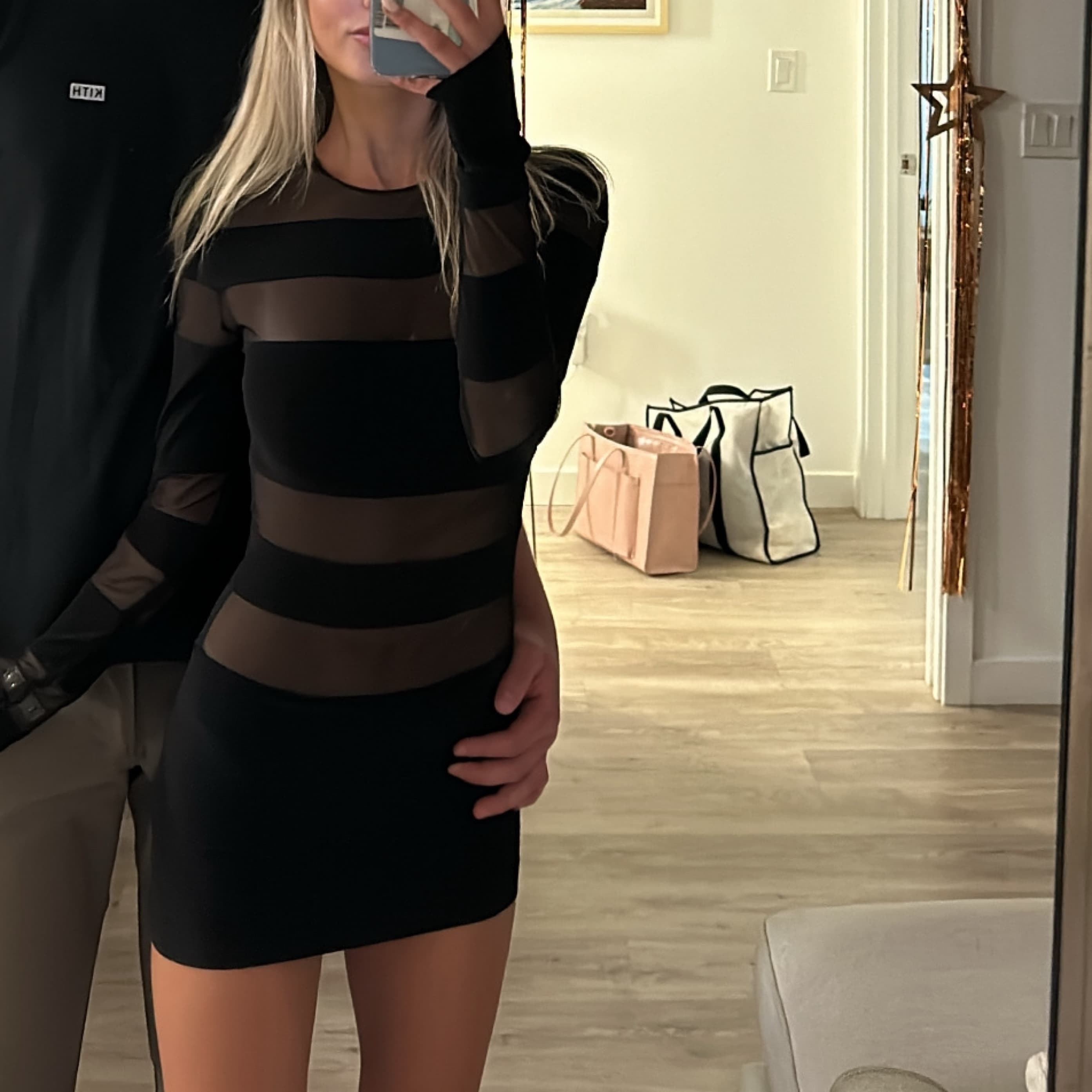 Norma Kamali Black Mesh Mini Dress - Image 3