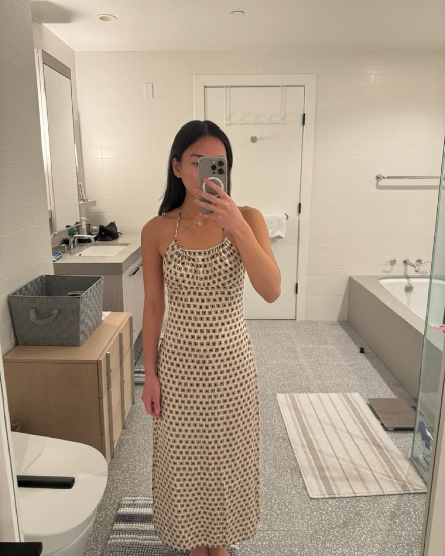 Reformation Cream Printed Midi Dress - Image 1