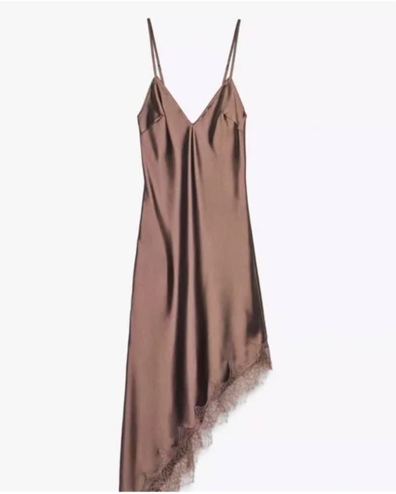 Zara Satin Effect Lace Brown dress - Image 1