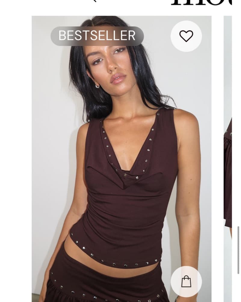 Motel Studed Top In Chocolate  - Image 1